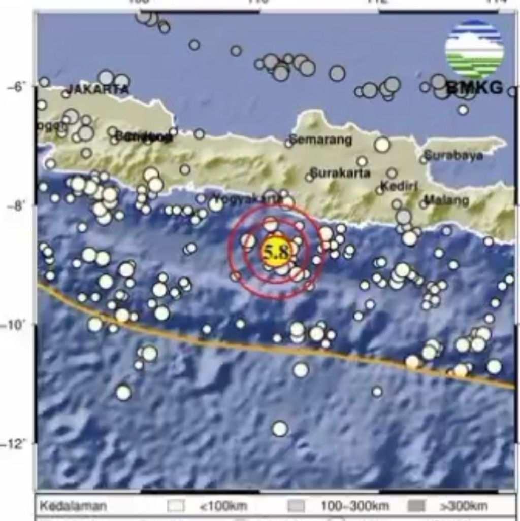 Gempa Berkekuatan 5.8 Magnitudo Dikabarkan Guncang Gunung Kidul-DIY
