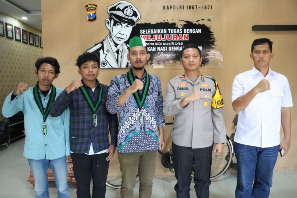 Kapolres Mojokerto Kota Ajak HMI Jaga Kondusifitas Pasca Pencoblosan Pemilu