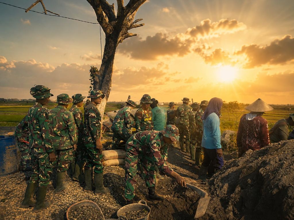 Sentuhan Humanis TMMD, TNI dan Warga Bangun Harapan Baru di Tengah Persawahan Pati