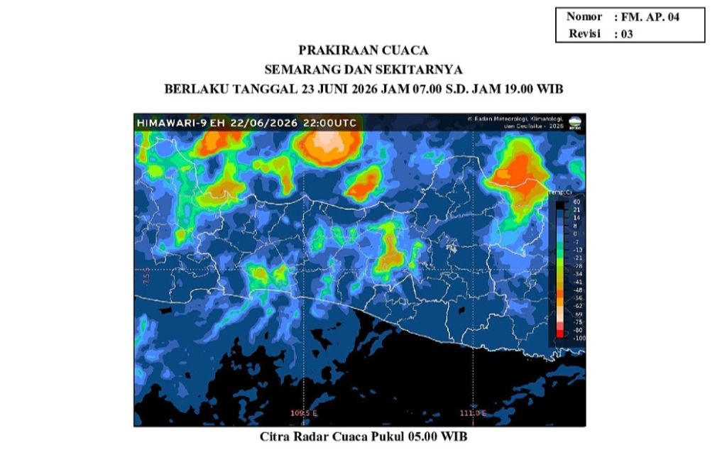 Hari Ini Jateng Dominasi Hujan, Berikut Wilayah yang Terkena Hujan Menurut BMKG