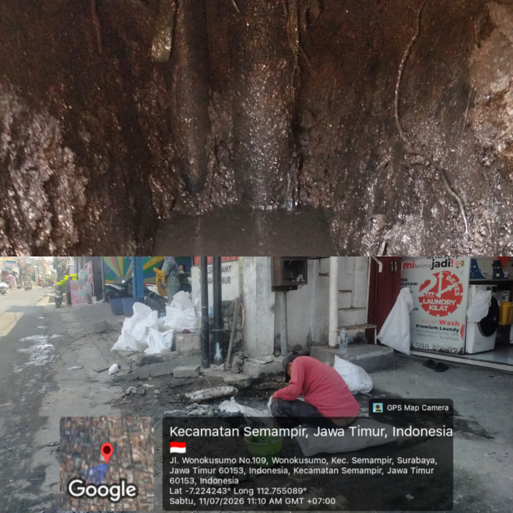 Pengawasan Dipertanyakan, Dua Tiang Wifi Sumbat Saluran Wonokusumo Surabaya