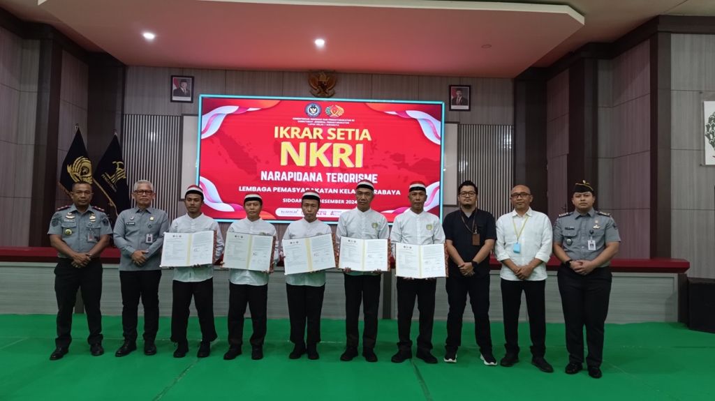 5 Napi Terorisme di Lapas Porong Ikrar Setia Pada NKRI (Foto: Humas Kemenkumham Jatim)