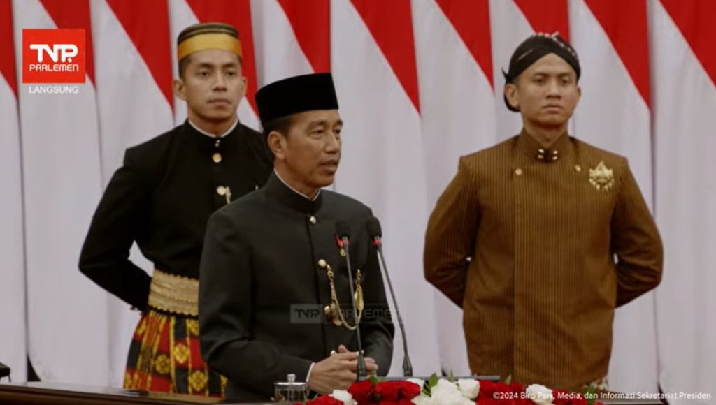 Presiden Jokowi menyampaikan pidato kenegaraan di Sidang Tahunan MPR RI (Foto: YouTube Sekretariat Presiden)