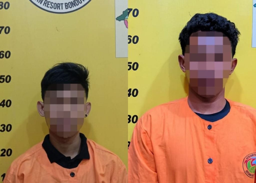 Dua remaja yang ditangkap Satresnarkoba Polres Bondowoso. (Humas POlres Bondowoso for mili.id)