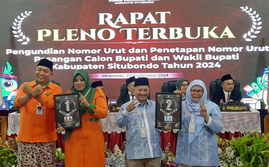 Hasil Pengundian Nomor Urut Paslon di Pilkada Situbondo 2024: Rio-Ulfi 01, Karunia 02