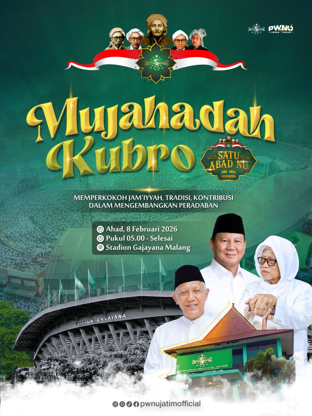 Jamaah Mujahadah Kubro “Satu Abad NU” di Malang-Jatim Tembus 104.541 orang