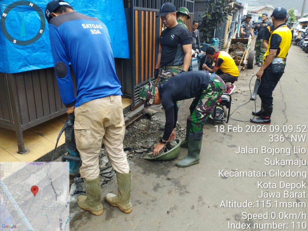 TMMD H+8: Sinergi TNI dan Warga Bangun Saluran Air Permanen di Cilodong