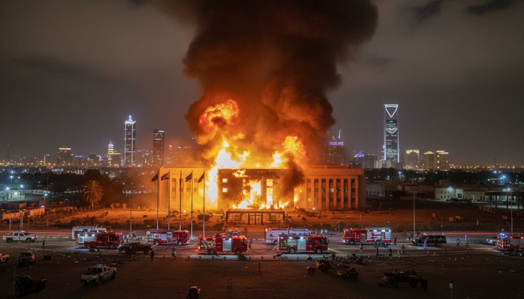 Terkena Serangan Drone Iran, Gedung Kedubes AS di Riyadh Terbakar