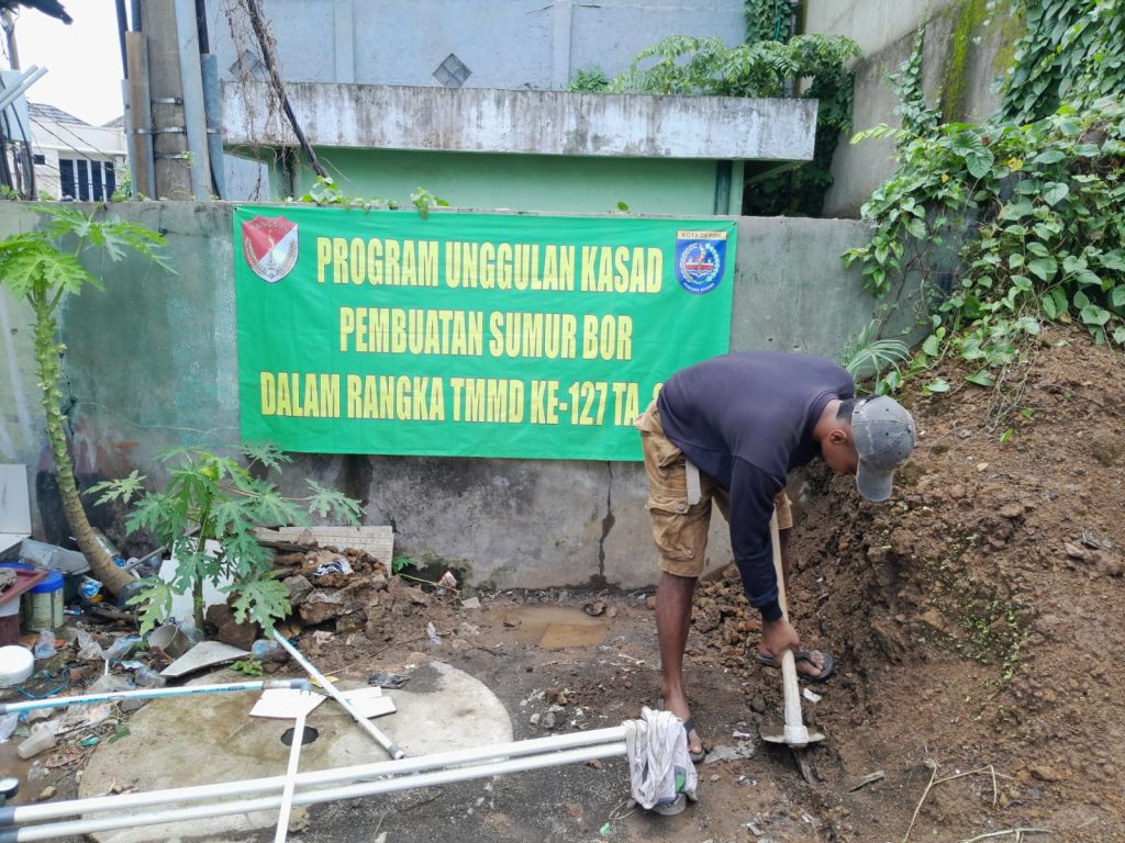 TMMD Ke-127 Depok Masuki H+21, Sumur Bor IV Capai 85 Persen.